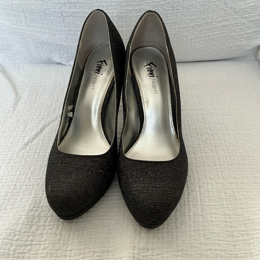 🖤 Fioni Night Shimmery Sparkly Black 4 Inch Heels - 7.5 Wide - Picture 3 of 7
